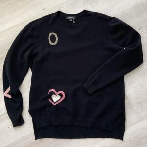 LOVE Sweater by Charlie B Black Long Sleeve Needle Felt Medium